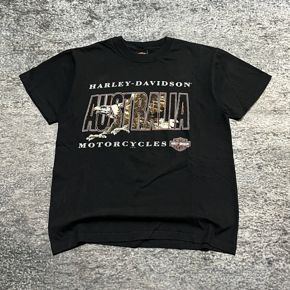 Vintage Harley Davidson T Shirt Mens Medium Black‎ Australia Biker 90s 2000s